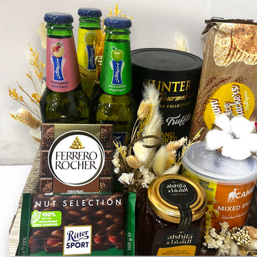 Premium Snack and Treats Tray, Davidoff Espresso, Hunters Snacks, Ritter Chocolates, Lindt Chocolates, Wooden Tray